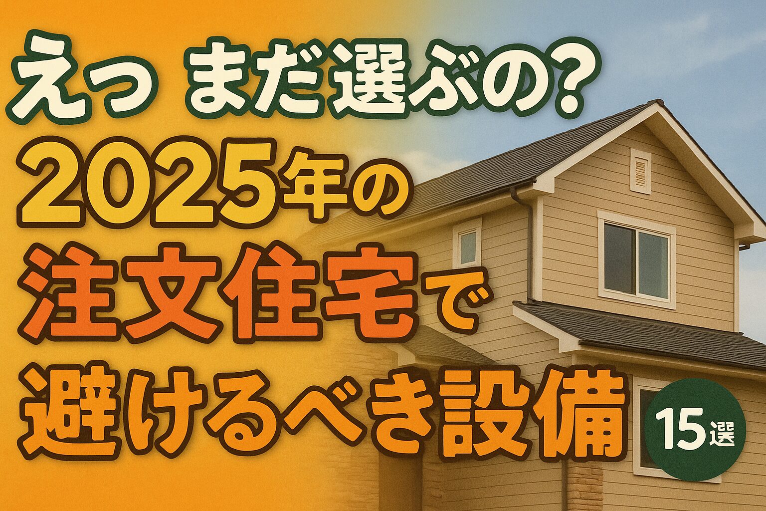 えっ まだ選ぶの?2025年の注文住宅で避けるべき設備15選