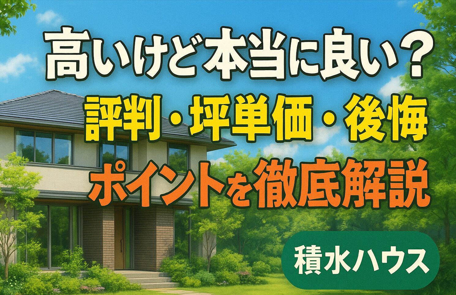 積水ハウスは高いけど本当に良い?評判・坪単価・後悔ポイントを徹底解説